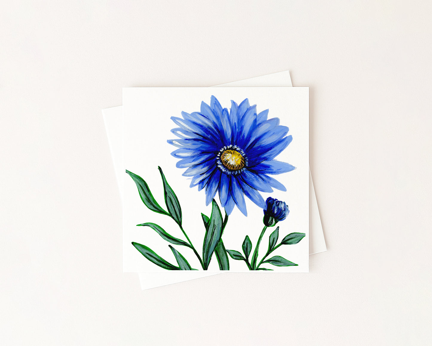 Aster Birth Flower Card hand-painted art print by Daisylion Designs