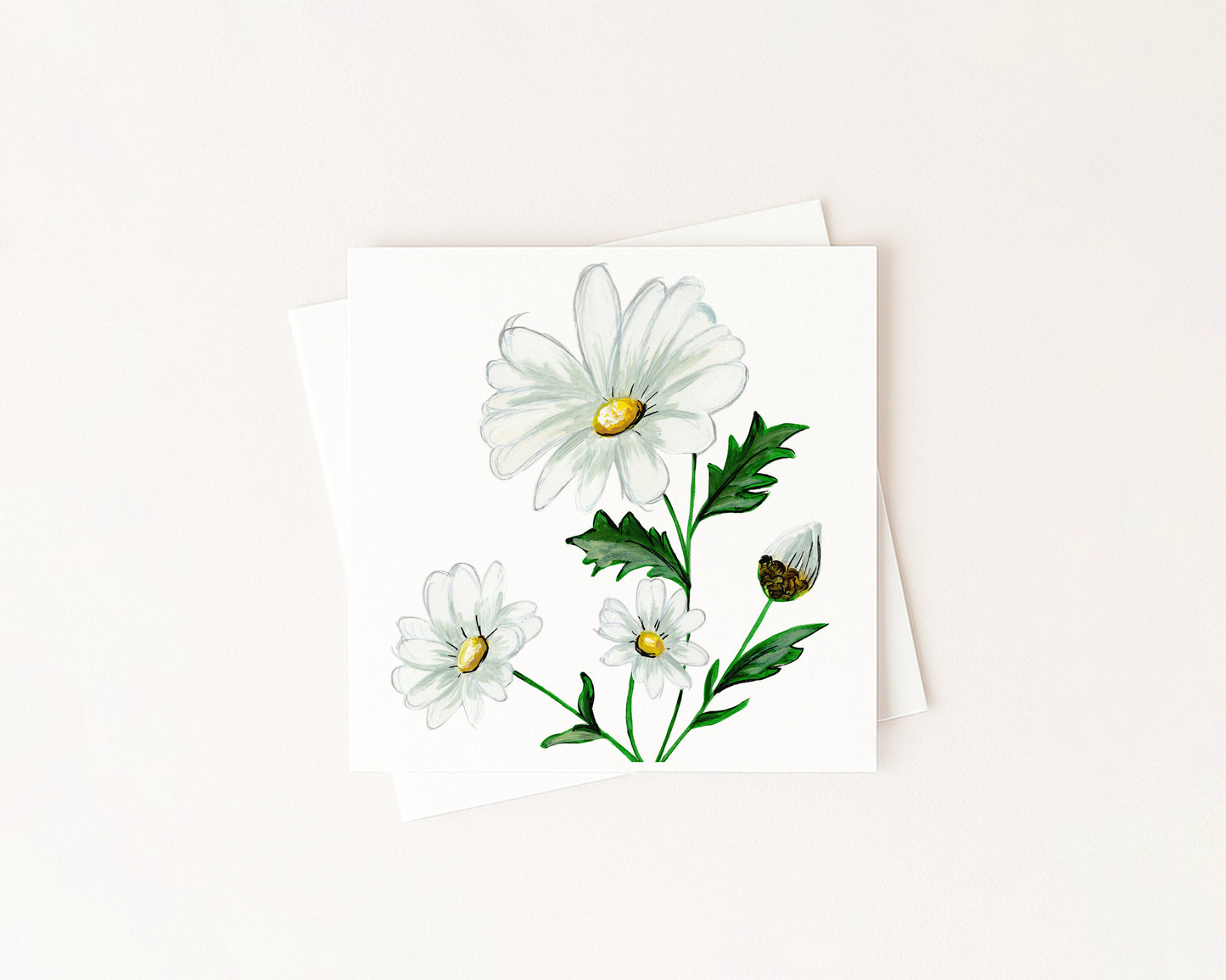 Daisy Birth Flower Card hand-painted art print by Daisylion Designs