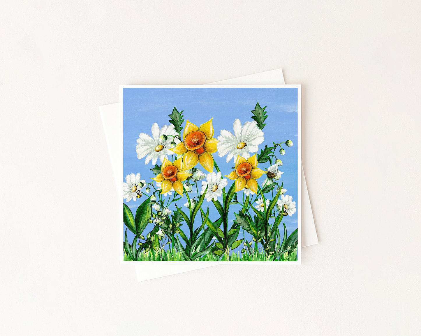 Spring Birth Flower Meadow Card hand-painted art print by Daisylion Designs