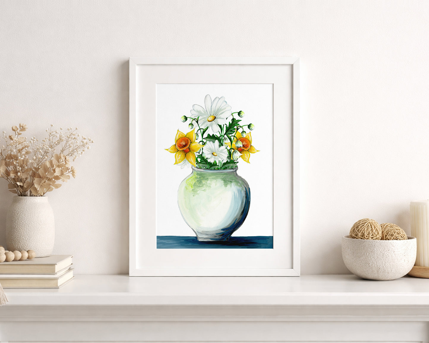 Spring Flower Vase A4 Print hand-painted art print by Daisylion Designs