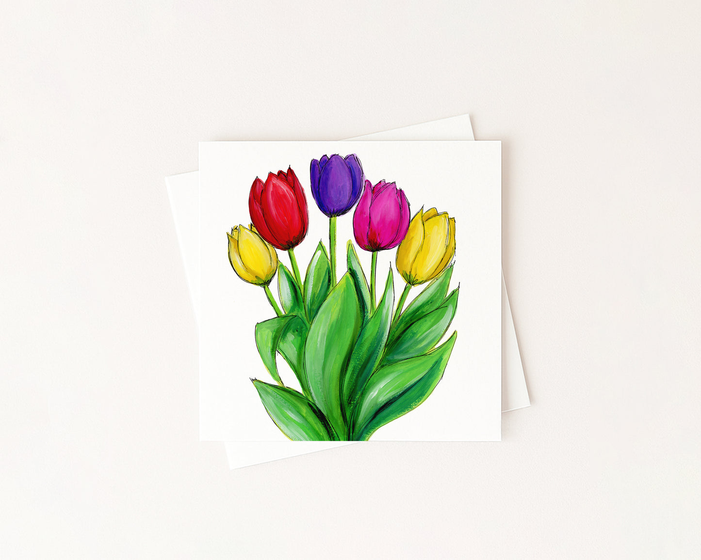 Tulips Flower Card hand-painted art print by Daisylion Designs
