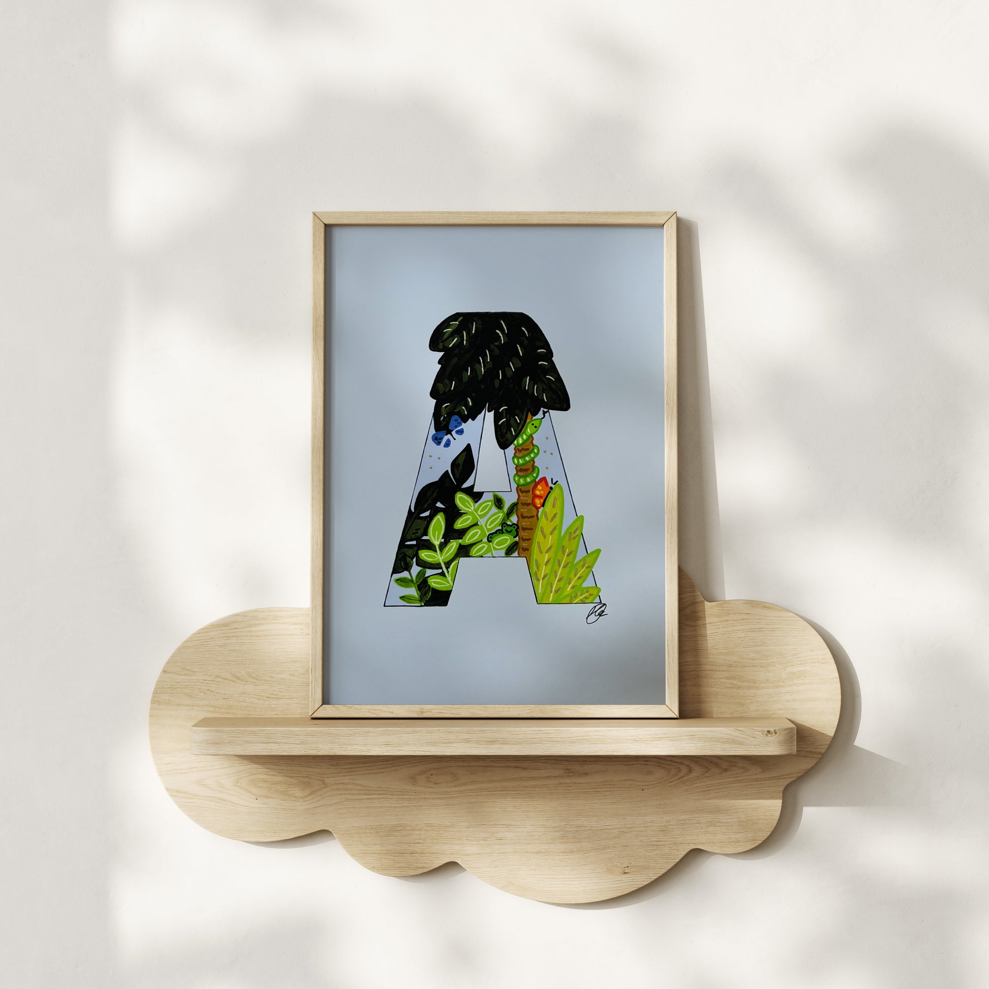Jungle Letter Print hand-painted art print by Daisylion Designs