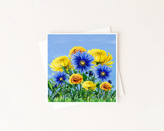 Autumn Birth Flower Meadow Card hand-painted art print by Daisylion Designs
