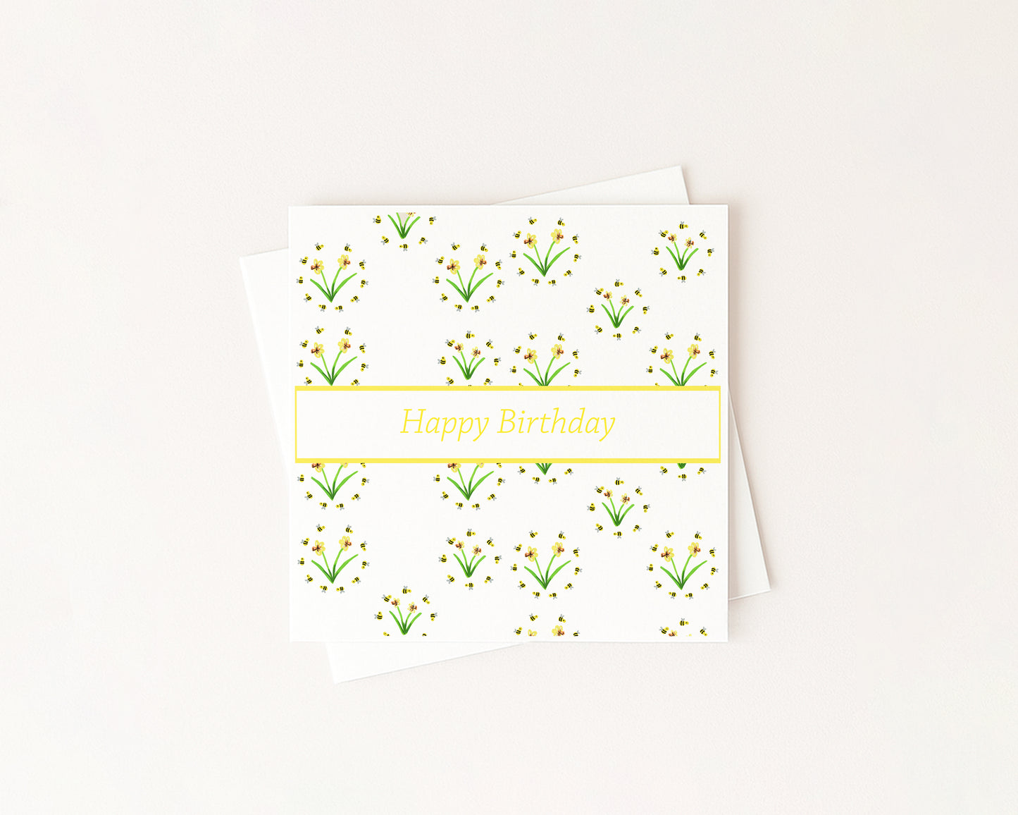 Happy Birthday' Busy Bees Card hand-painted art print by Daisylion Designs