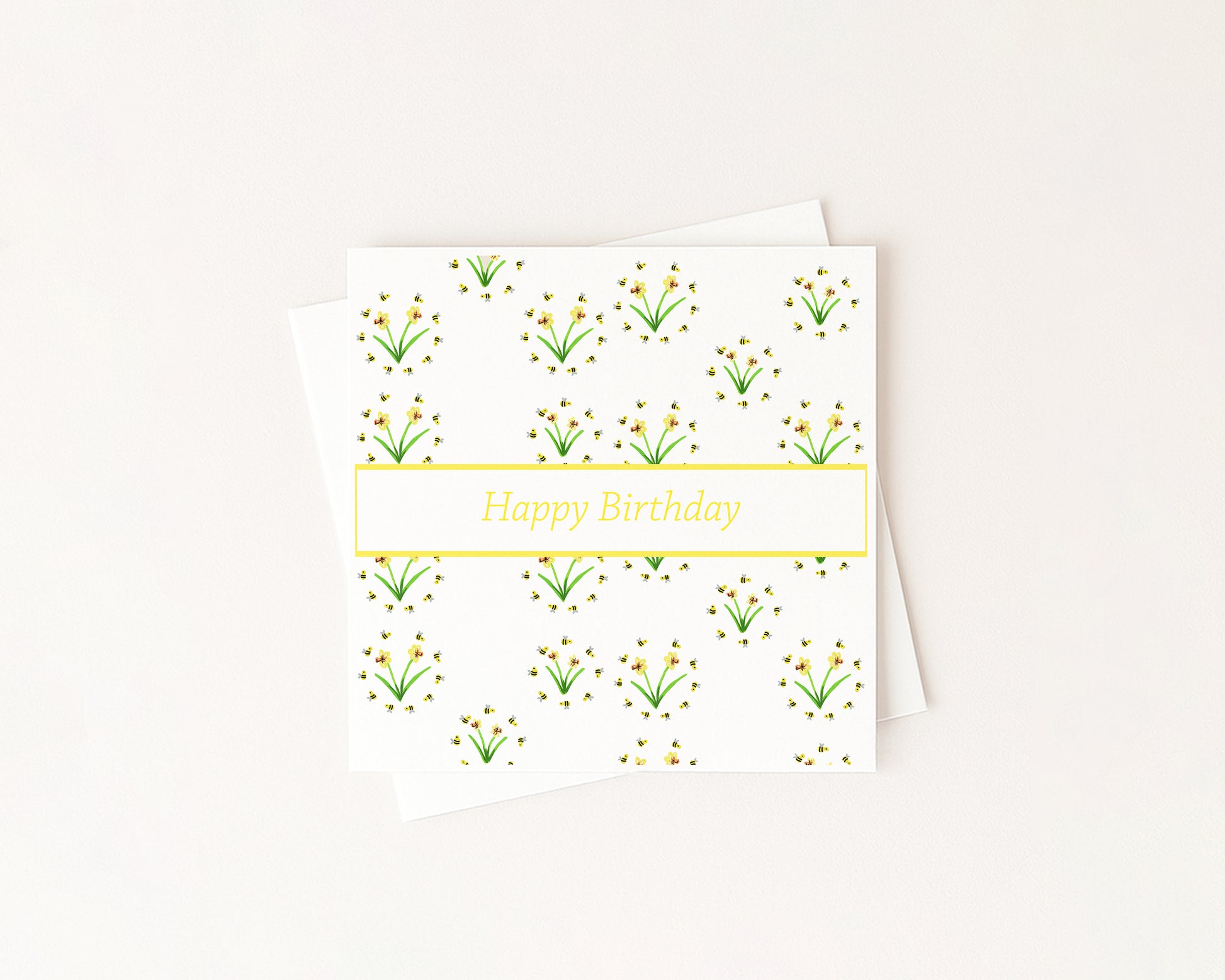 Happy Birthday' Busy Bees Card hand-painted art print by Daisylion Designs