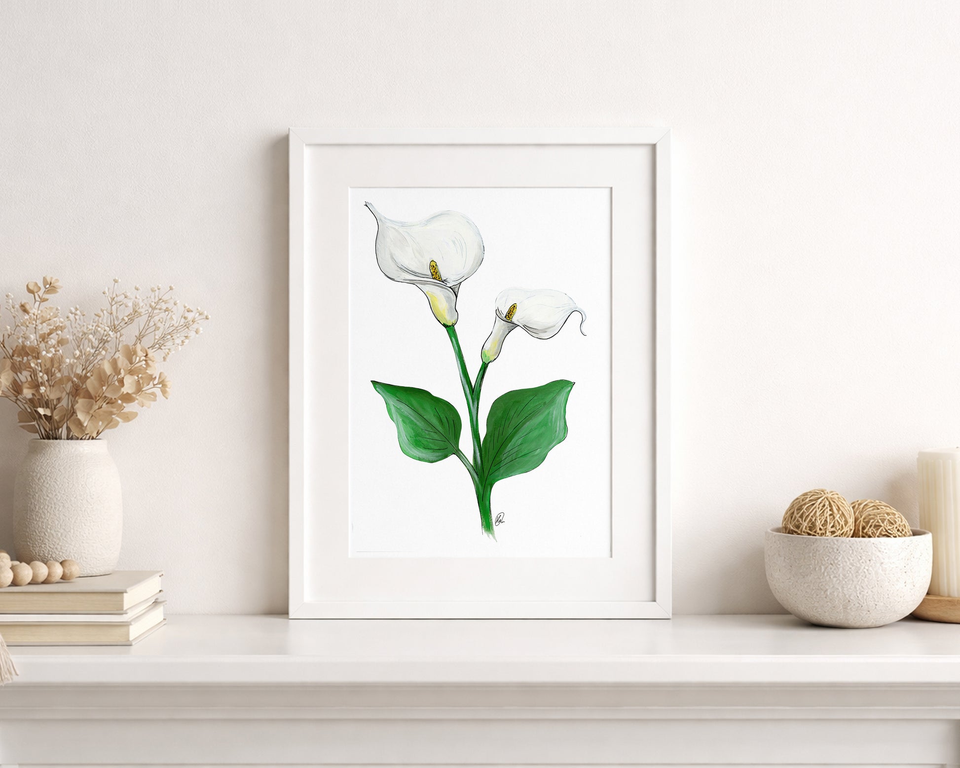 Calla Lily Flower A4 Print hand-painted art print by Daisylion Designs