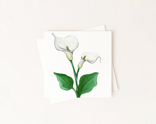 Calla Lily Flower Card hand-painted art print by Daisylion Designs
