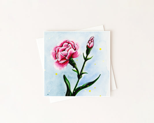 Carnation Birth Flower Card