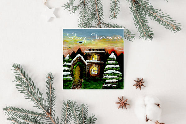 Church Lights Christmas Card