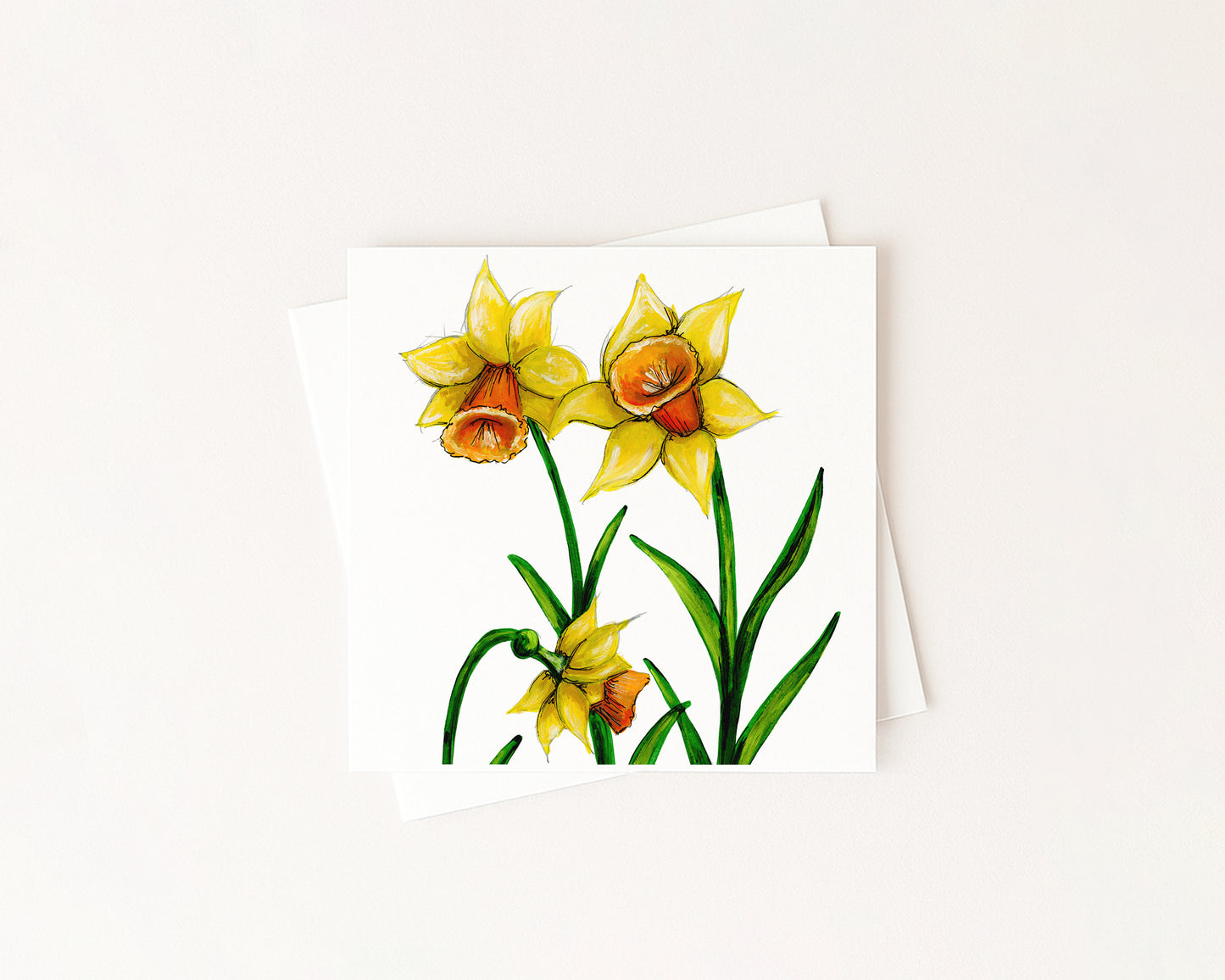 Daffodil Birth Flower Card hand-painted art print by Daisylion Designs