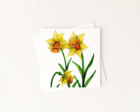 Daffodil Birth Flower Card hand-painted art print by Daisylion Designs