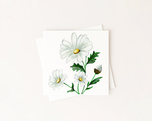 Daisy Birth Flower Card hand-painted art print by Daisylion Designs