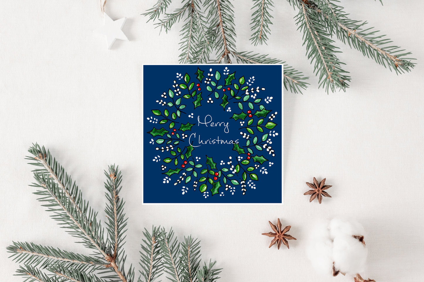 Vintage Christmas Wreath Card