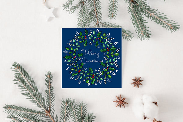 Vintage Christmas Wreath Card