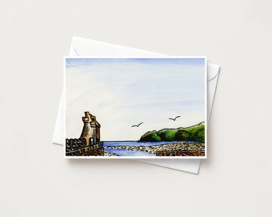 Rhenish Tower, Lynmouth Card hand-painted art print by Daisylion Designs