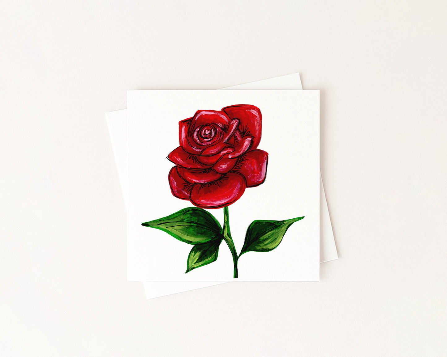 Rose Birth Flower Card hand-painted art print by Daisylion Designs