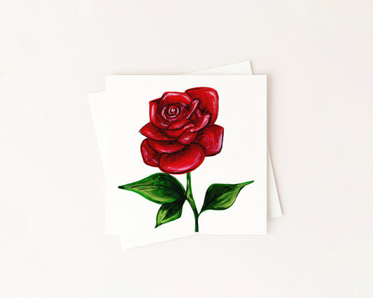 Rose Birth Flower Card hand-painted art print by Daisylion Designs