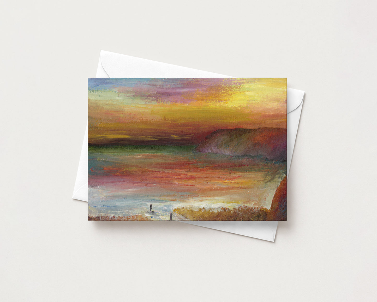 Warm Skies - Lynmouth Collection Card hand-painted art print by Daisylion Designs