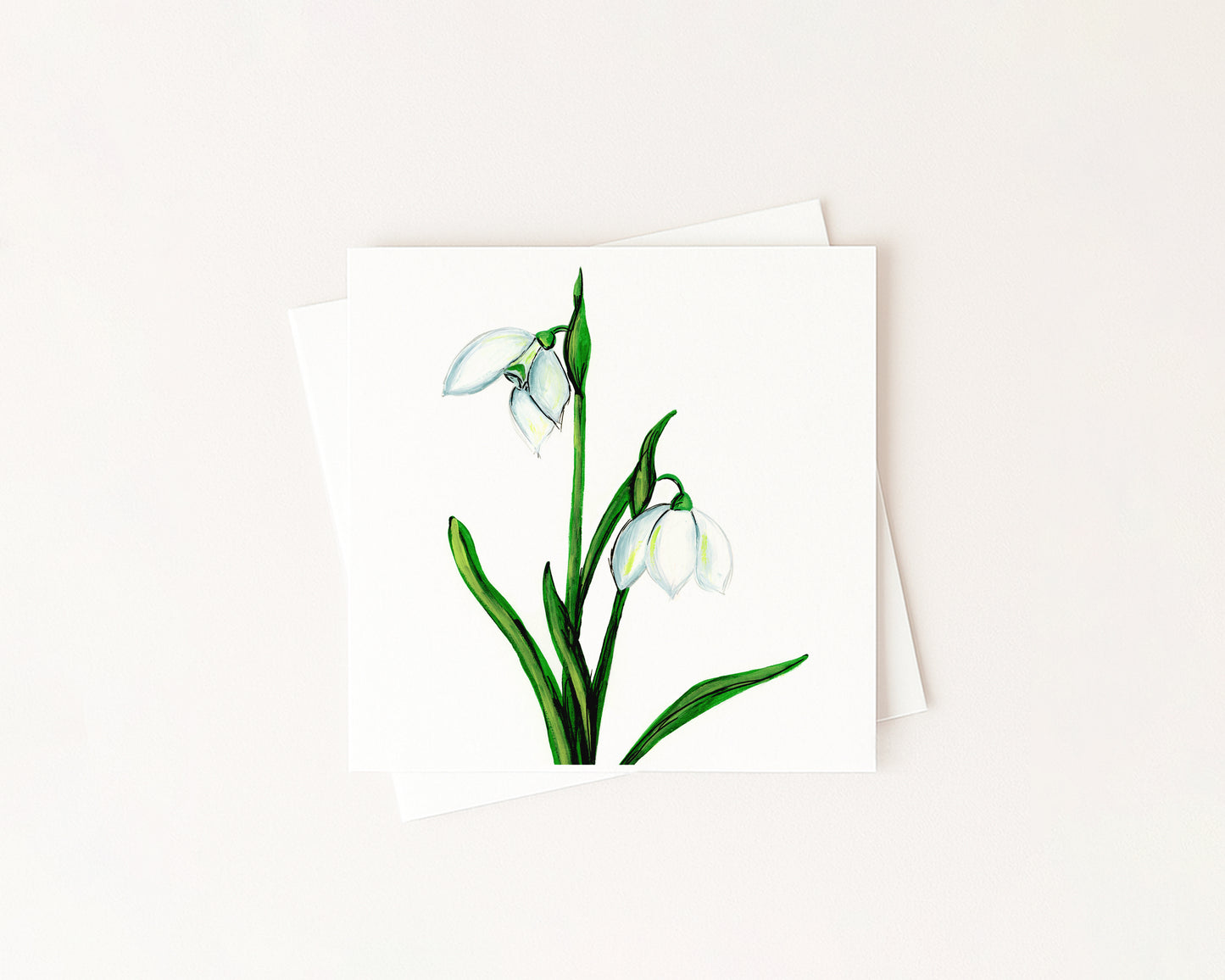 Snowdrop Birth Flower Card hand-painted art print by Daisylion Designs