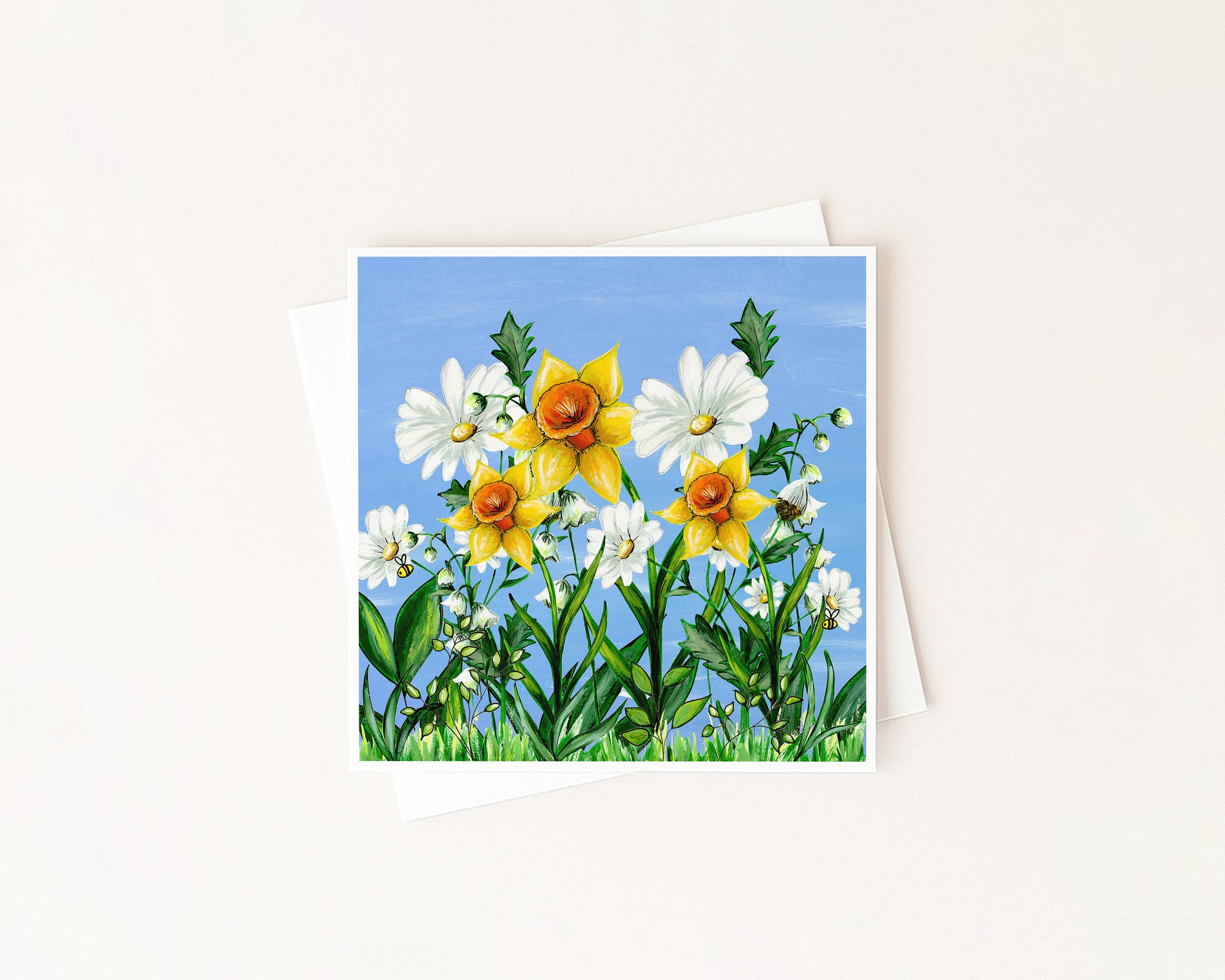 Spring Birth Flower Meadow Card hand-painted art print by Daisylion Designs