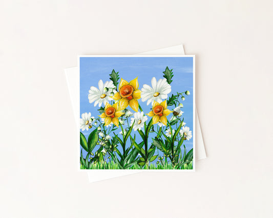 Spring Birth Flower Meadow Card hand-painted art print by Daisylion Designs