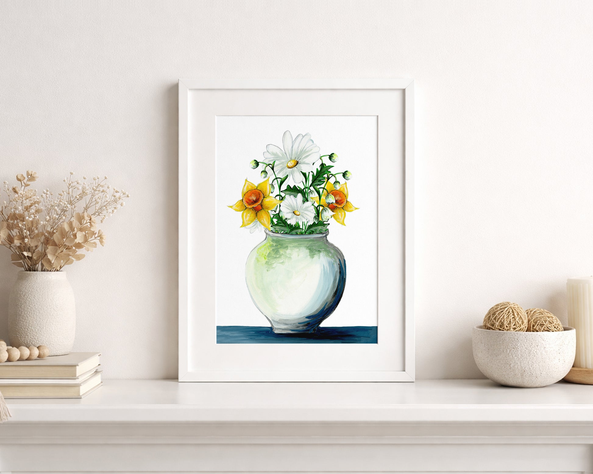 Spring Flower Vase A4 Print hand-painted art print by Daisylion Designs