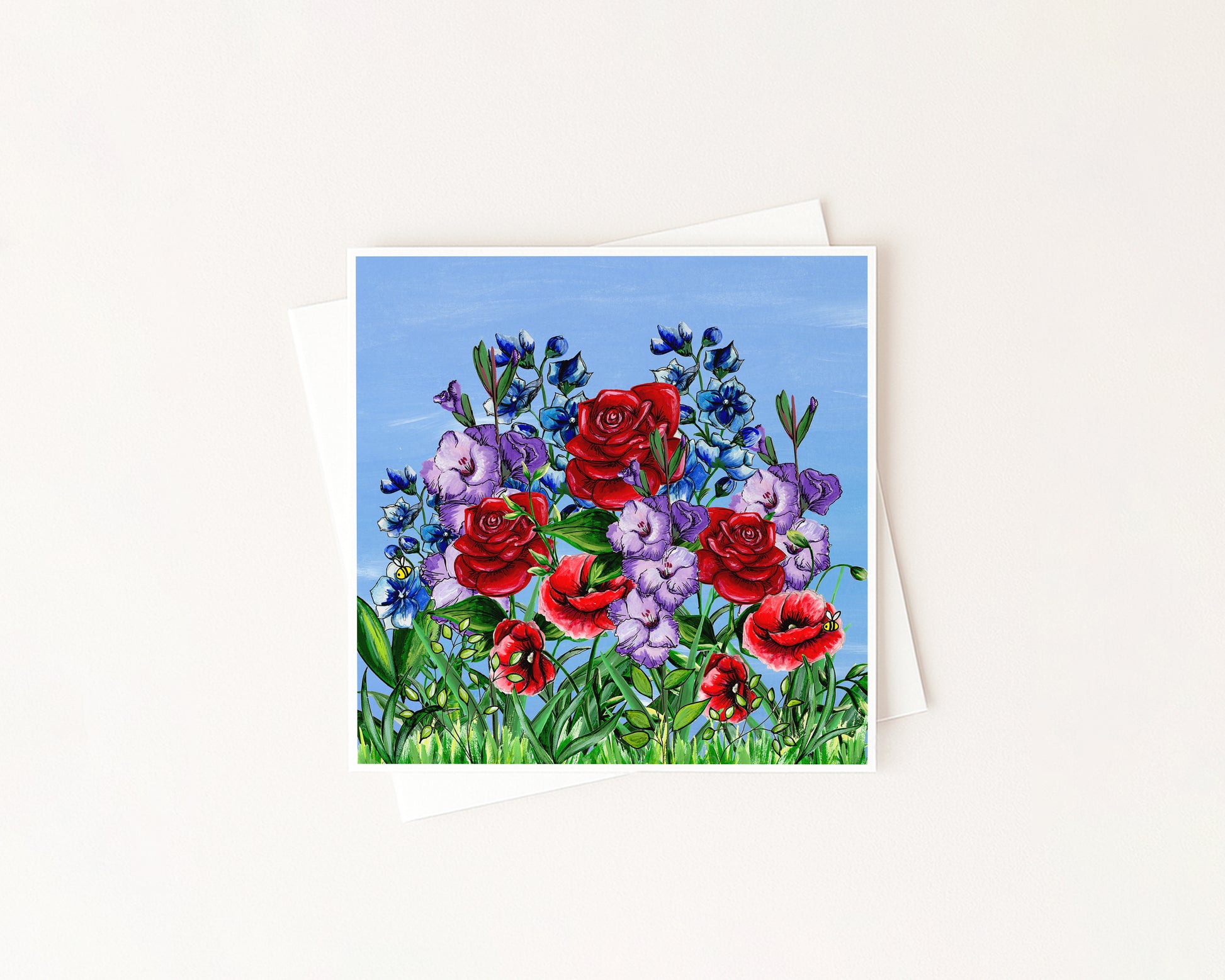 Summer Birth Flower Meadow Card hand-painted art print by Daisylion Designs