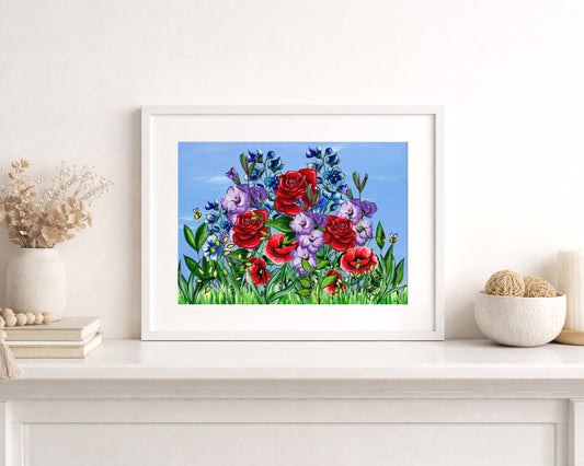 Summer Meadow A4 Print hand-painted art print by Daisylion Designs