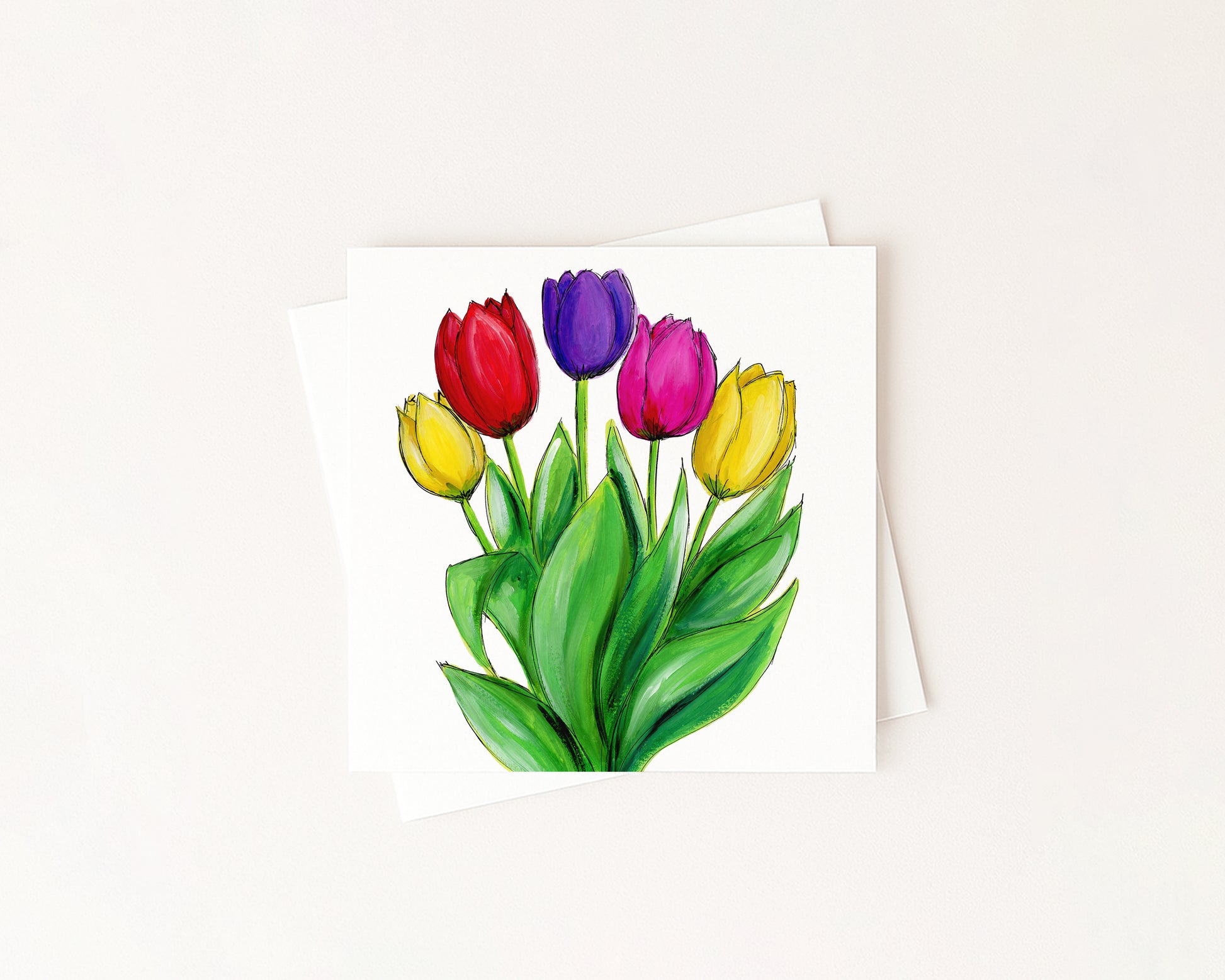 Tulips Flower Card hand-painted art print by Daisylion Designs