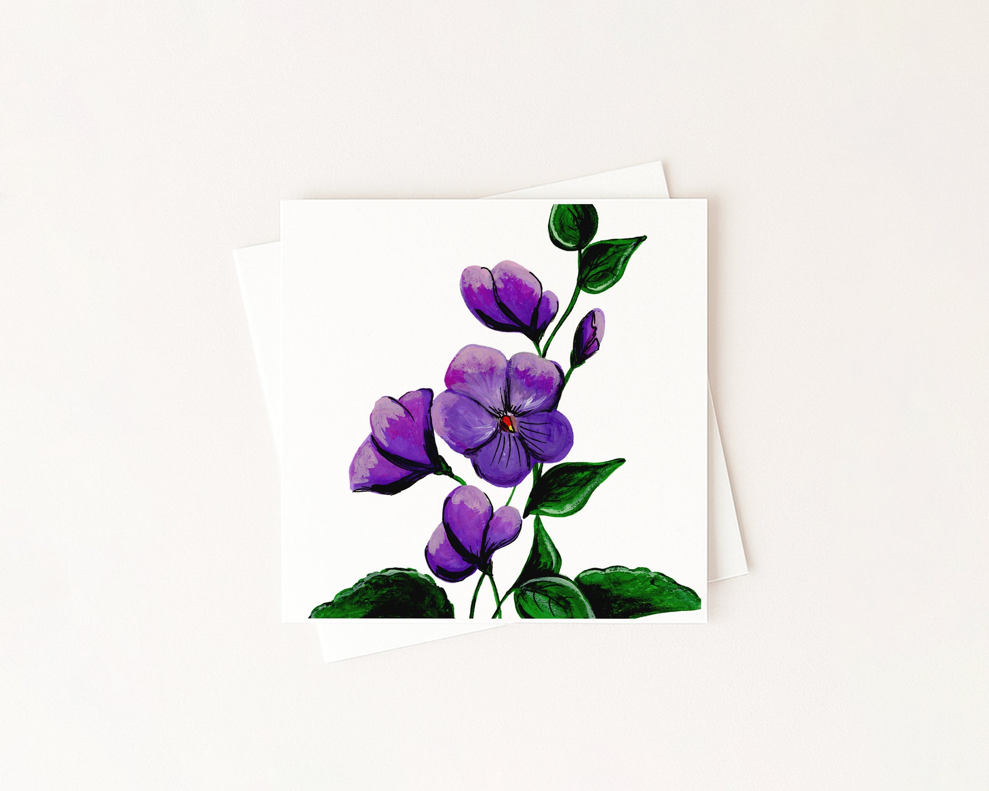 Violet Birth Flower Card hand-painted art print by Daisylion Designs