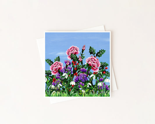 Winter Birth Flower Meadow Card hand-painted art print by Daisylion Designs